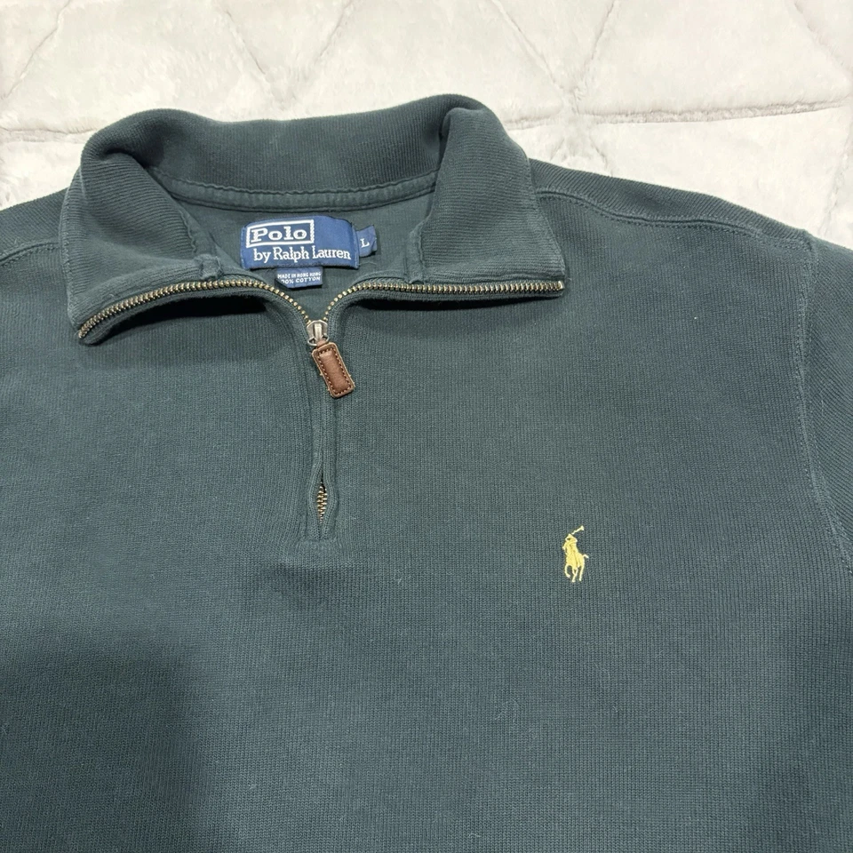 Pullover Ralph Lauren Cuarto Cremallera Para Hombre L Verde Poni Bordado De Colección Años 90 Foto 2 de 4