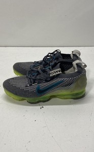 Nike Air VaporMax 2021 Flyknit Grey Teal Volt Running Sneakers Youth Size 6Y
