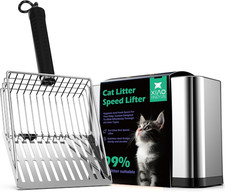 Stainless Steel Cat Litter Scoop, Metal Cat Litter Scooper with Holder, Heavy-Du