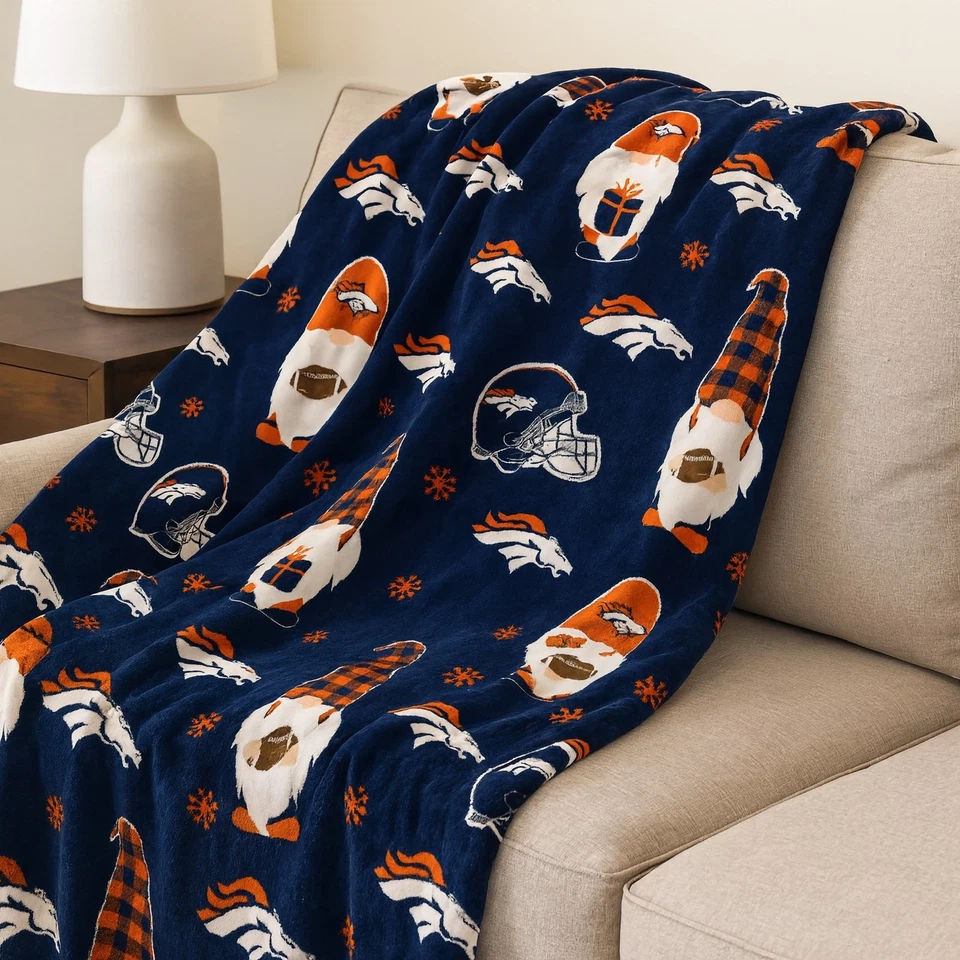 Denver Broncos Fútbol Vacaciones Manta Gnomo NFL Licencia Peluche 60x70 Nuevo Foto 2 de 4