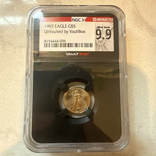 1997 Gold American Eagle $5 Coin MS 9.9 Unvaulted NGCX 1/10oz Fine Gold