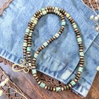 17" NAVAJO Pearl Desert Turquoise & Bronzite Southwest Native Western Necklace — photo 2