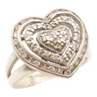 925 Sterling Silver Vintage Ring Real Diamonds Love Heart Band  Sz 7  RG35974