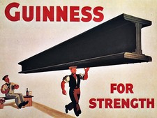 METAL VINTAGE SHABBY-CHIC TIN SIGN GUINNESS FOR STRENGTH PLAQUE/FRIDGE MAGNET