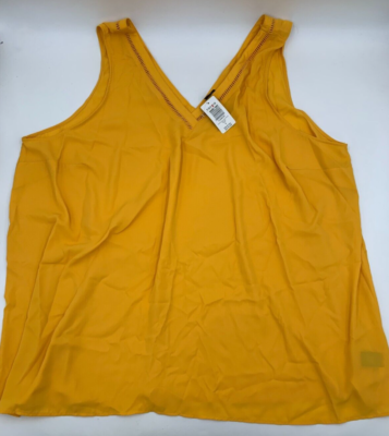 Torrid Georgette V Neck Sheer Tank Yellow Plus Size 5X 28 #G58737