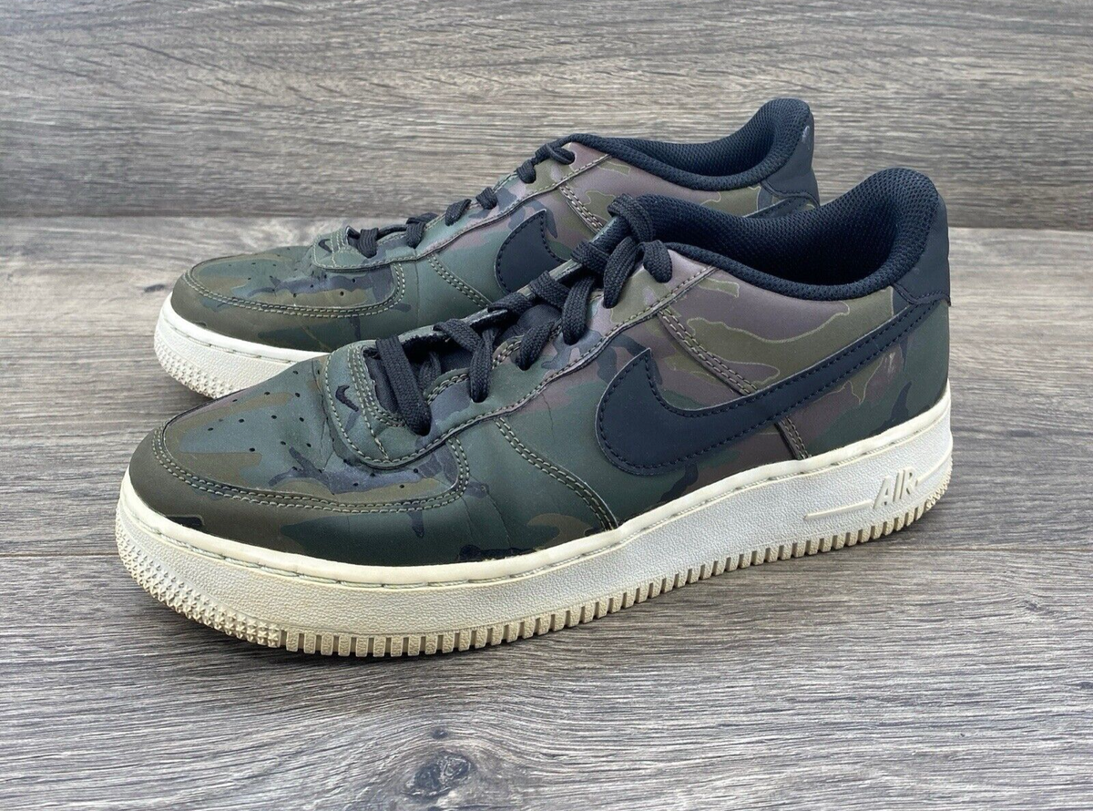 Nike Youth Air Force 1 Low Shoes Size 7Y 820433 Black Green Camo | eBay