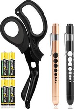 MEUUT 3 Pack Medical Scissors and penlights for Nurses with Four Batteries-One 8