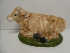 VINTAGE COW NATIVITY PLASTER STATUE HOLY CHURCH RELIGIOUS MADE ITALY