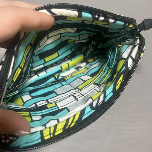 Vera Bradley Iconic Mint Flowers Accordion Wristlet Wallet Blue Green Floral - Picture 6 of 8
