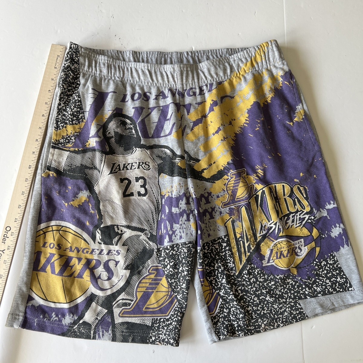 Los Angeles Lakers Lebron James #23 Shorts Men's XL Gray Purple Yellow  NBA