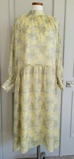 Zara Pale Yellow Floral  Lose Fit Long Sleeve Dress sz M NWT