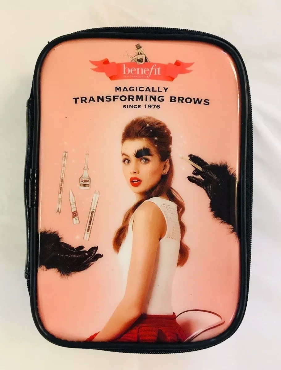 Benefit 5 Piece SET zip Cosmetic Bag Shadow Brows Concealer Foundation Primer