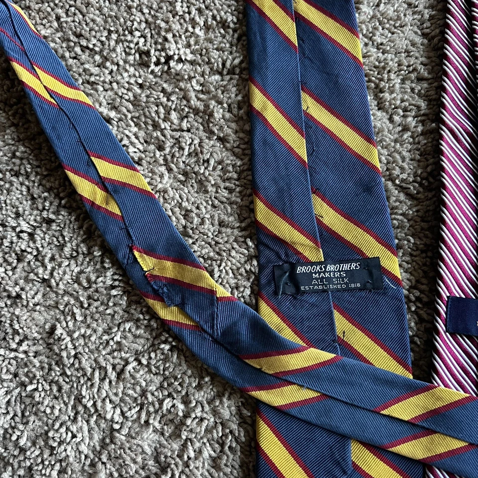 Lote De Colección De 4 Fabricantes Brooks Brothers / 346 Corbatas Cuello Seda Medallón Rayas�� Foto 3 de 4