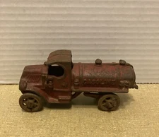 Antique AC Williams Cast Iron Mack Truck C Cab Gasoline Tanker Red 5" Long