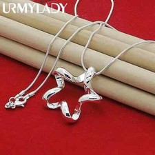 925 Sterling Silver Starfish Star Pendant Necklace Snake Chain for Women Jewelry