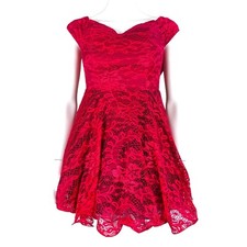 Windsor Women Dress Small Red Lace Off The Shoulder Short Dress & Tulle Lining