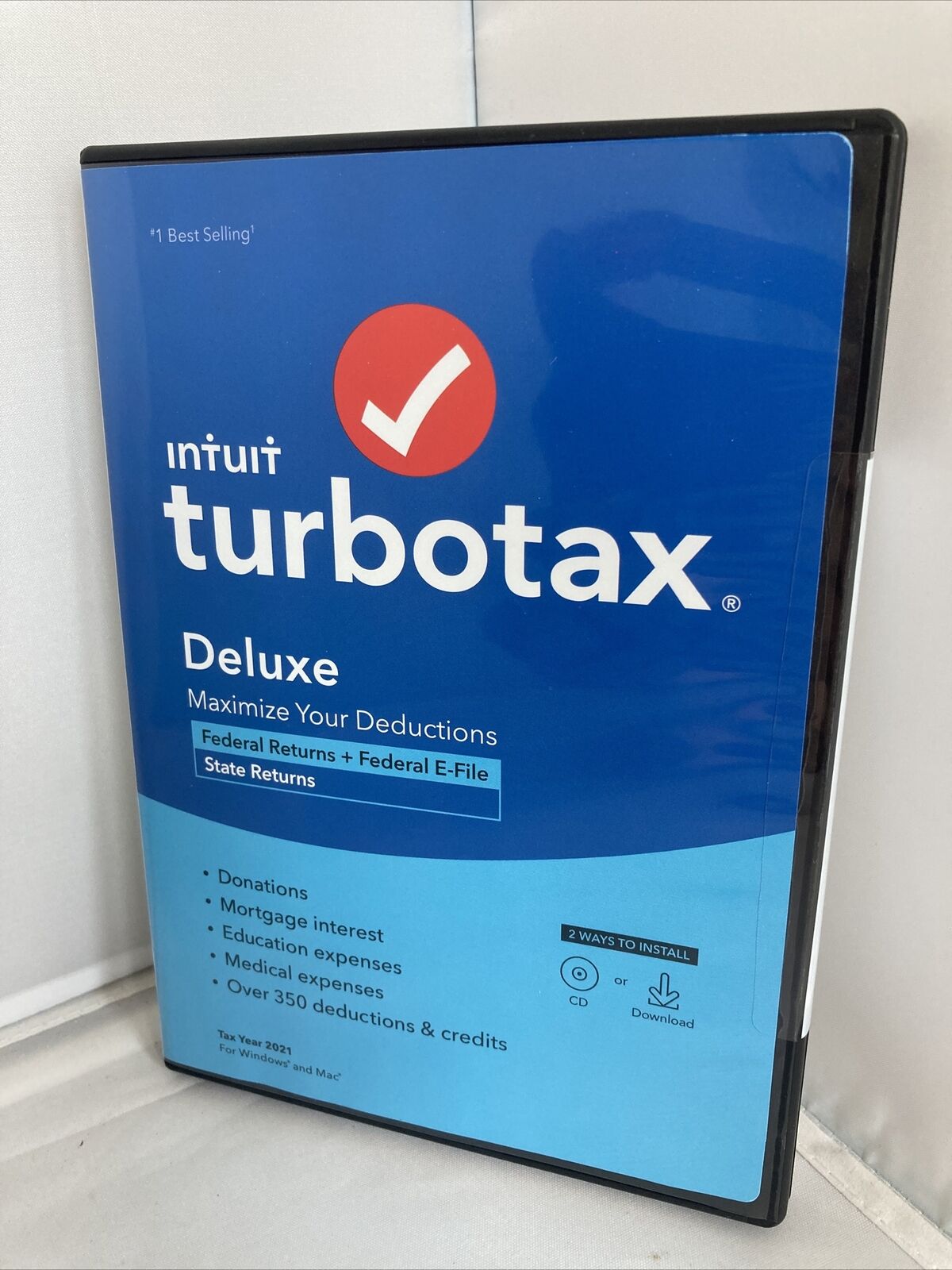 TURBOTAX DELUXE 2021 FEDERAL + EFILE & 1 FREE STATE CD/DOWNLOAD, WIN/MAC