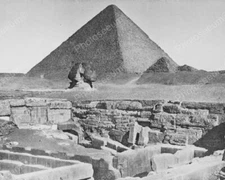 Ancient Egypt Pyramid & Sphinx 8x10 Reprint Of Old  Photo