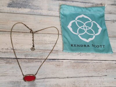 Kendra Scott Elisa Bright Red Necklace Silver Tone