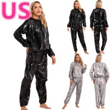 Women Sauna Suit Sweat Sauna Top Pants with Weight Loss Pullover Sport Set