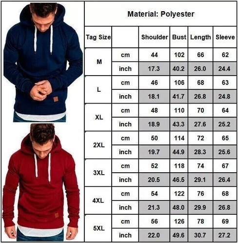 Men Hoodie Casual Hooded Solid Pocket Sweatshirts Pullover Sweater Tops - Picture 4 of 5