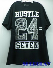 2 Mon Keys Men's 2x Black Graphic T-Shirt HUSTLE  24 SEVEN