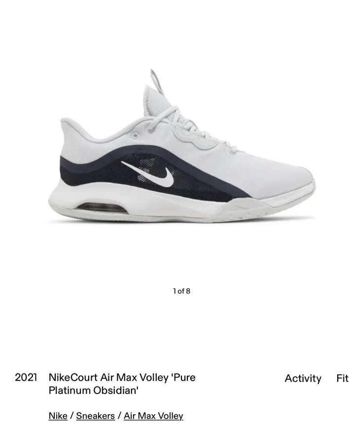Nike Size 8 Sneakers Pure Platinum Obsidian Air Max Volley CU4274
