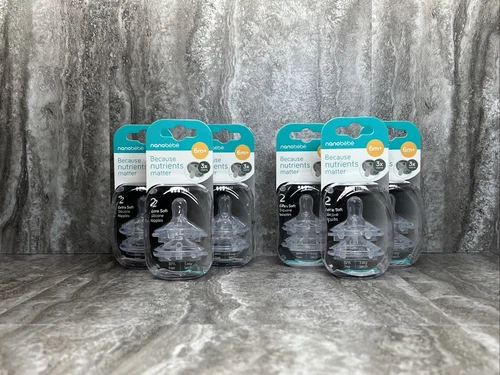 Lot Of 6! Nano Bebe Because Nutrients Matter Extra Soft Nipples 6M+ 12 Total!