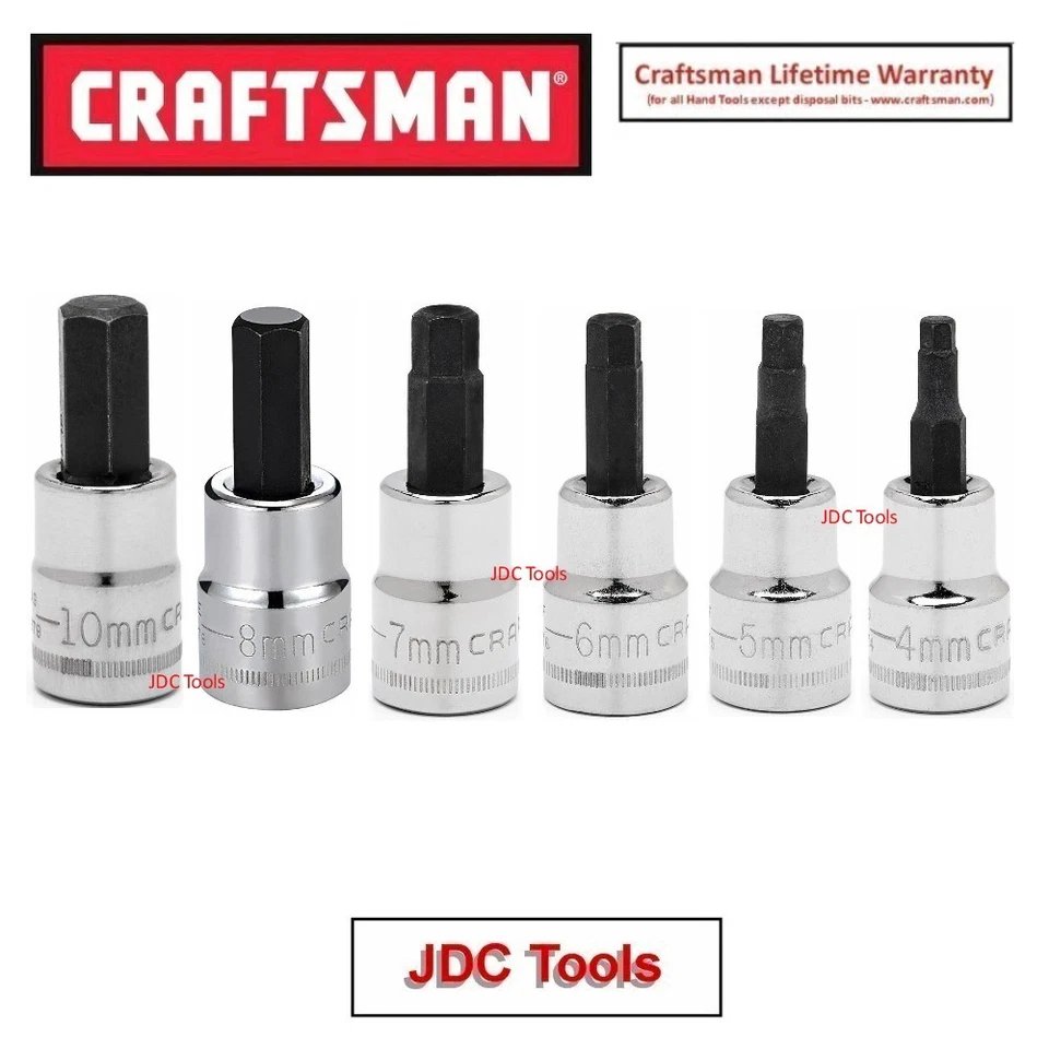 CRAFTSMAN 17pc 1/4 3/8 SAE METRIC Hex Allen key bit ratchet wrench socket set - Image 2 of 4
