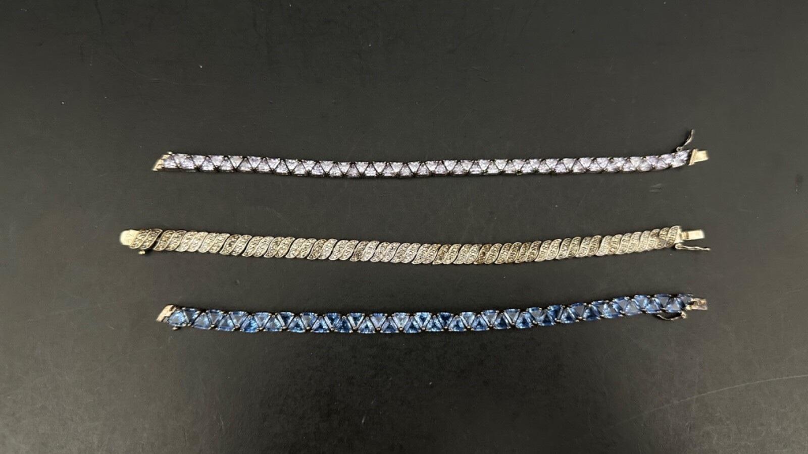 3 Multi Color, Solid Sterling Silver Line Style, … - image 2