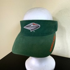 Rare VTG MIAMI HURRICANES Visor Hat Green Csi Cotton Made in Hong Kong