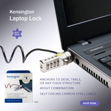 Kensington Laptop Combination Notebook Cable Locker Security GIFT50 TO LL01