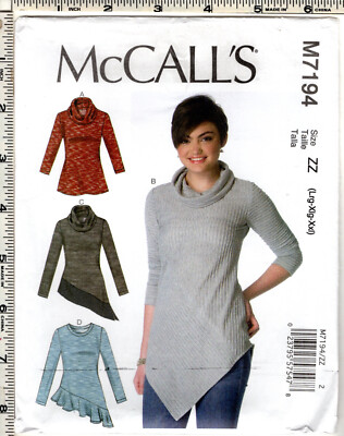 ''Misses' Tops''  2015 McCall's Sewing Craft Pattern # M7194 ZZ Sizes Lrg-Xlg-Xxl