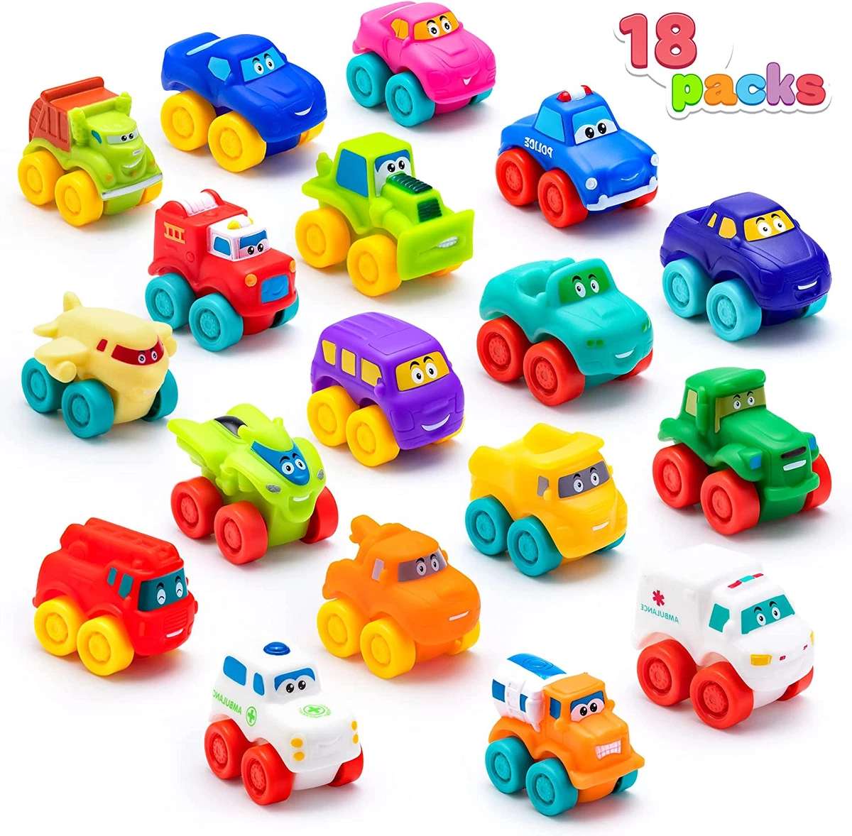  Big Mo's Toys Baby Cars - Soft Rubber Toy Car Set