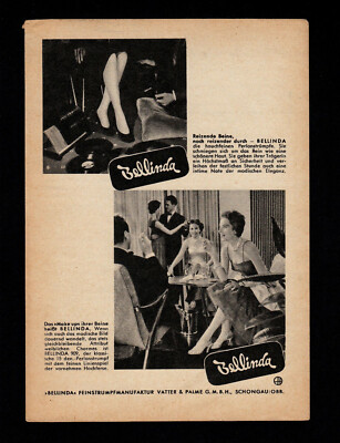 3w4463/ Alte Reklame von 1954   BELLINDA Feinstrumpfmanufaktur   Schongau / Obb.