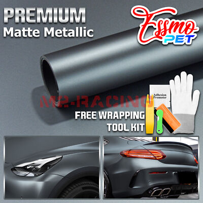 ESSMO PET Matte Metallic Ghost Gray Blue Car Vehicle Vinyl Wrap Decal Sticker