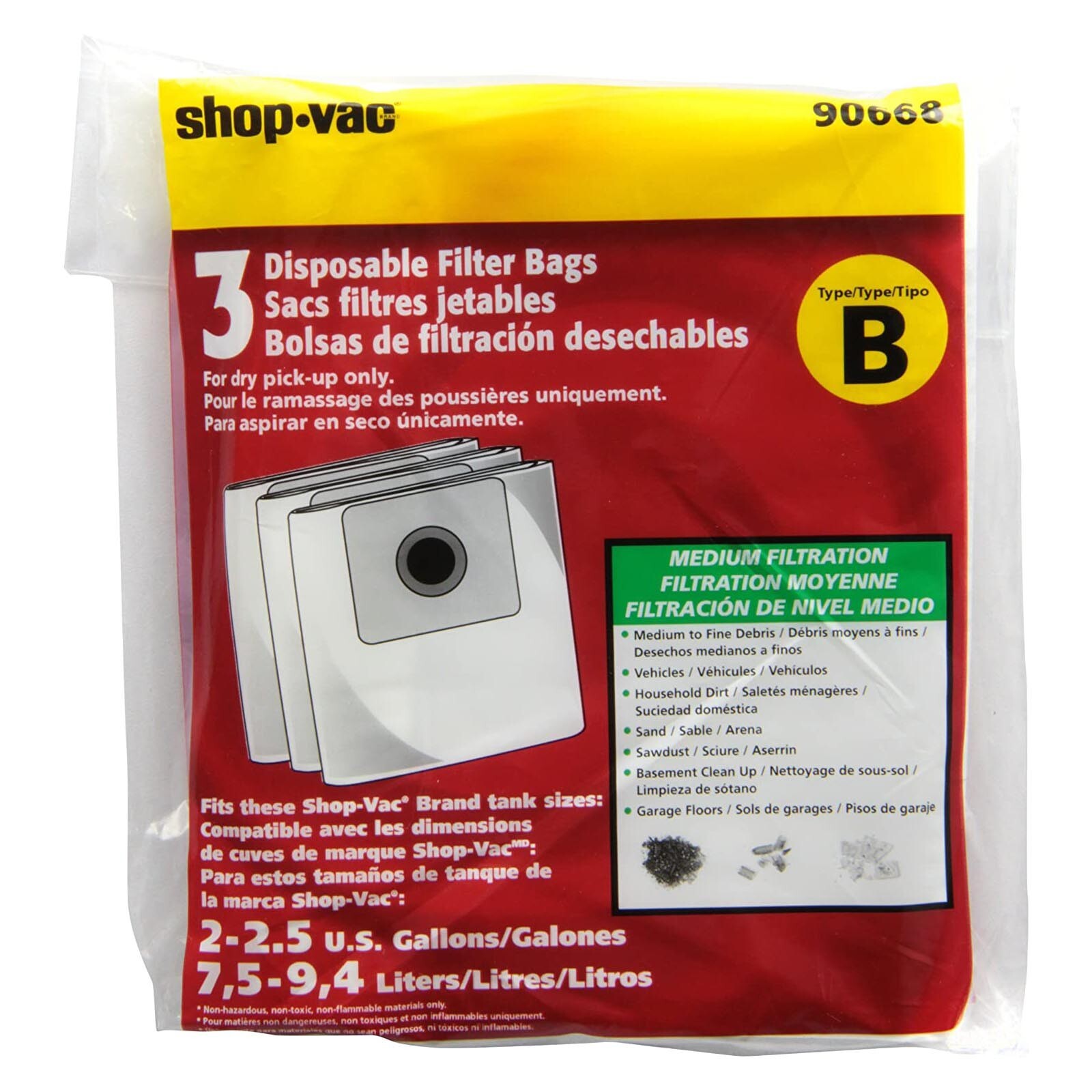 Fits For Shop Vac Corporation 9066800 Paper Bags, Type B All Around