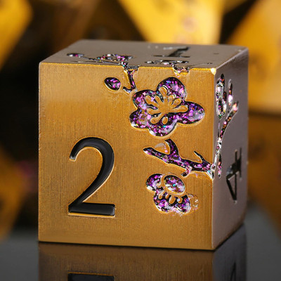 Flower Metal DND Dice, 7 PCS Heavy Solid Metallic Dragon Dice Set with Gorgeous