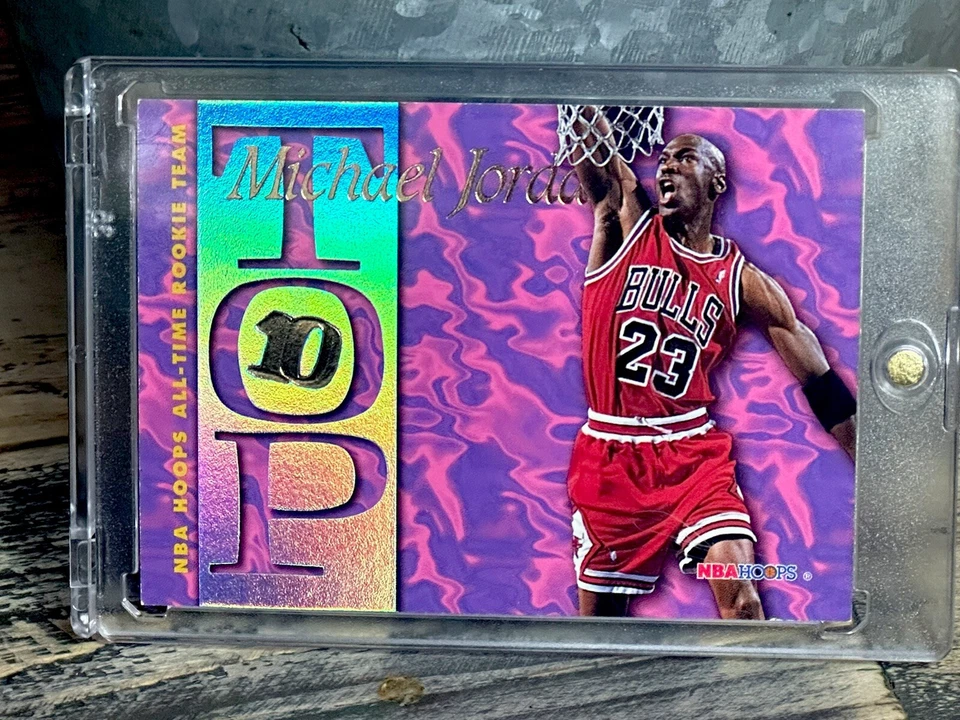 Tarjeta Michael Jordan años 90 INSERTAR ARCO IRIS HOLO FOIL RARA SSP 🔥 CAMISETA DE LOS BULLS #23 Foto 4 de 4