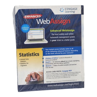 ENHANCED WEBASSIGN STATISTICS SINGLE TERM eBook & Homework FACTORY SEALED