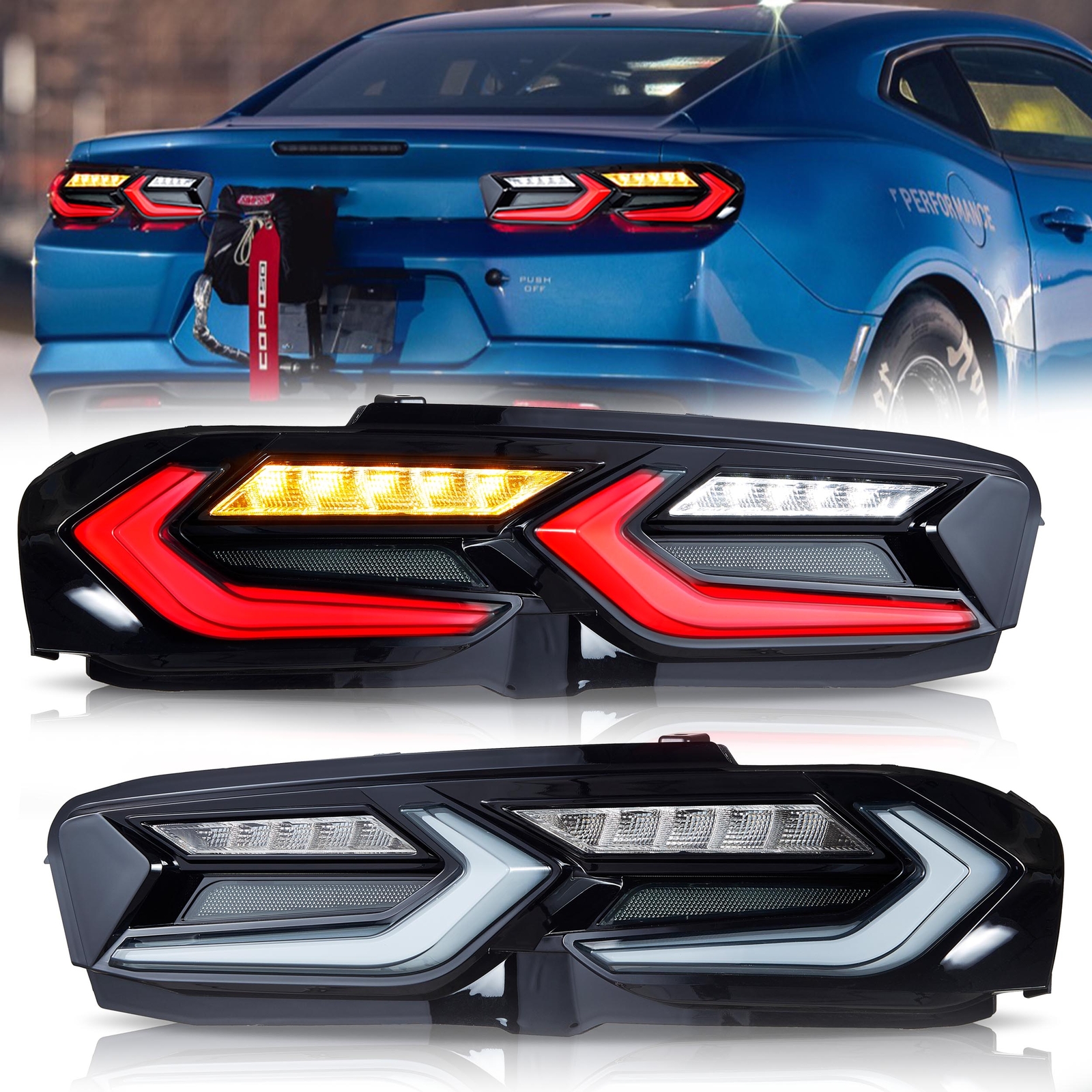 Feux arrière à LED Vland étanches avec clignotants dynamiques pour Camaro