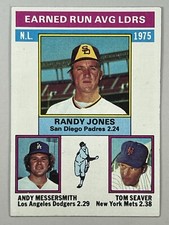 1976 Topps #201 NL ERA Leaders Randy Jones, Andy Messersmith, Tom Seaver