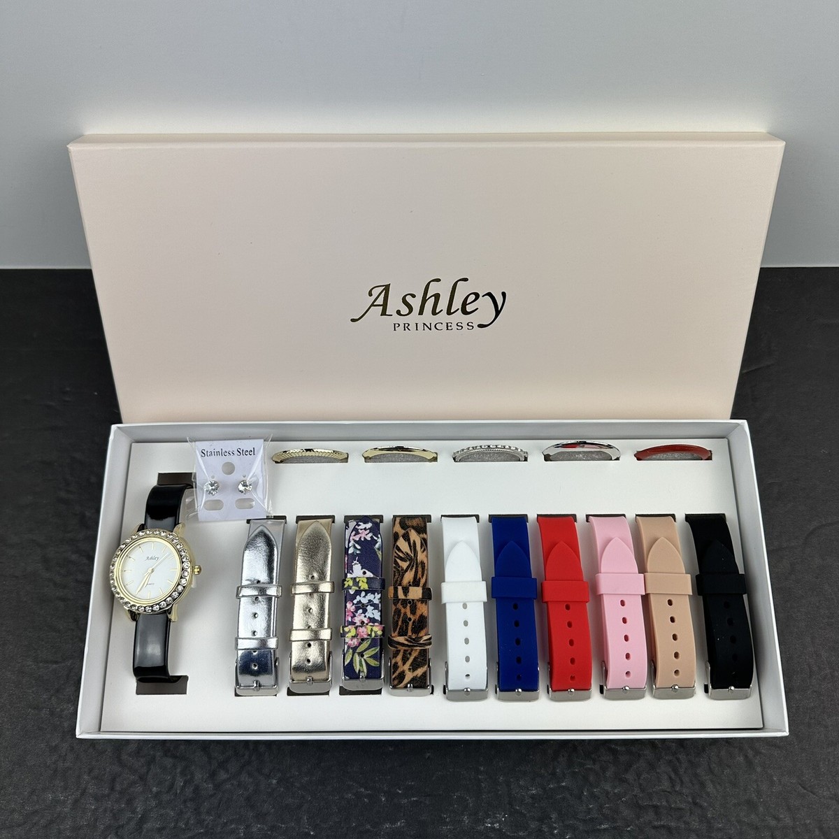 I.N.C. Women\'s Pink & White Interchangeable Strap Watch Set Interchangeable Watch set 10 interchangeable cloth bands  main image 3