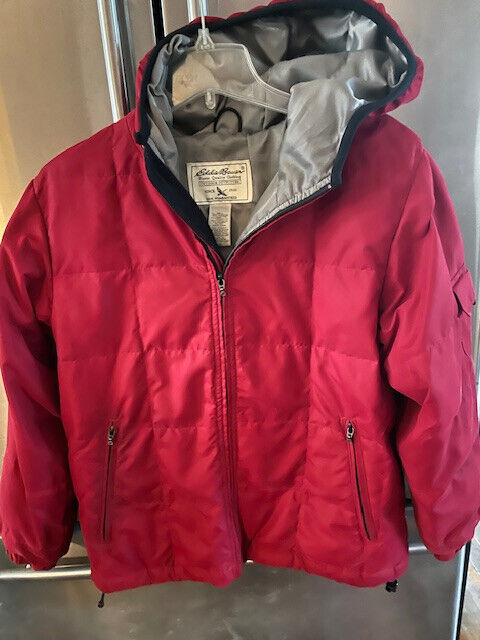 Eddie Bauer Down Hooded Quilted Red Parka Jacket … - image 2