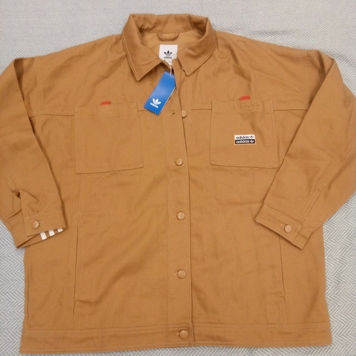 Adidas Originals Denim Hyper world Jacket Women's Sz M Brown tan