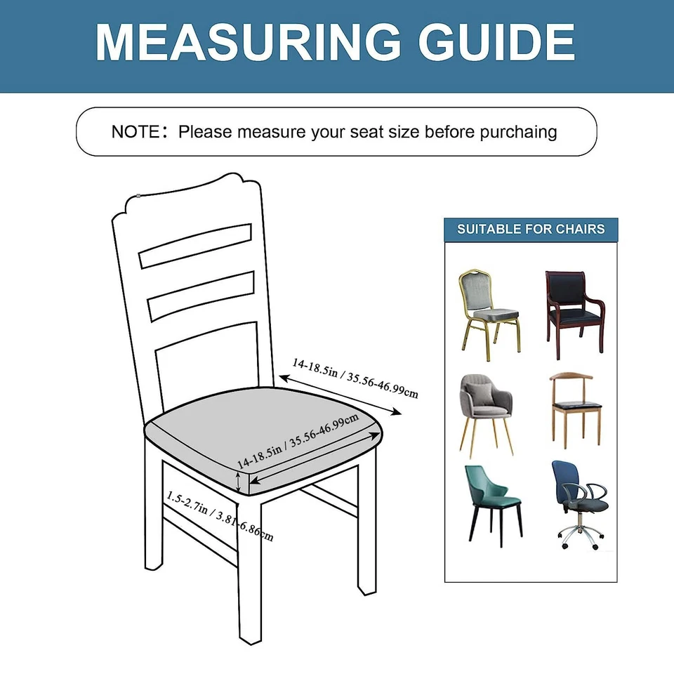 Fundas de asiento impermeables para sillas de comedor 4 piezas, fundas de asiento de silla elásticas Foto 4 de 4