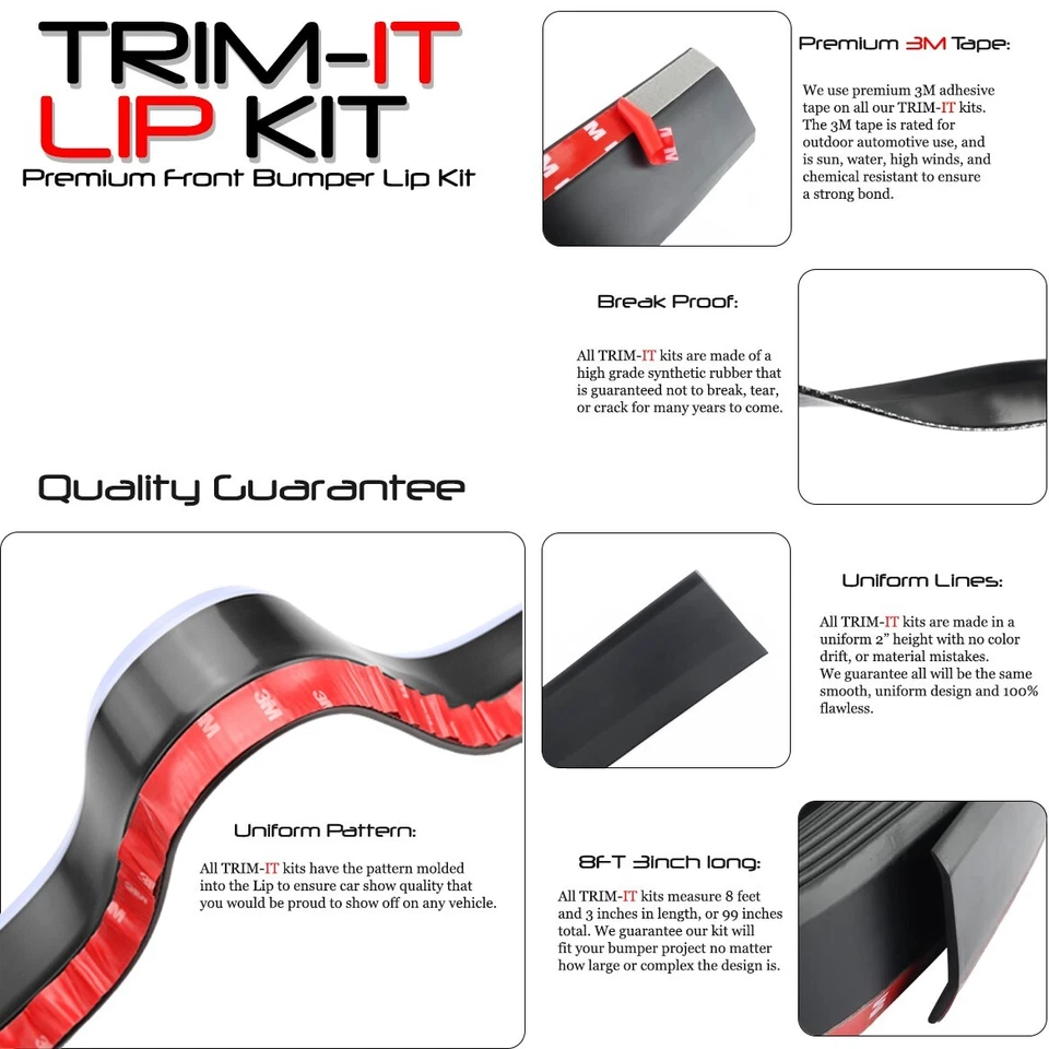 TRIM-IT Lip Kit Universal Fit Bumper Lip Spoiler Body Kit Asa Branco Geo - Imagem 2 de 4