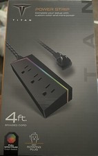 NEW Titan 3-Outlet 4ft Braided Extension Cord with LED Power Strip Black