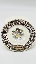 VTG Treasure Craft Plate Owl in Tree Wall Hanging 6" CALIFORNIA Plate USA Made