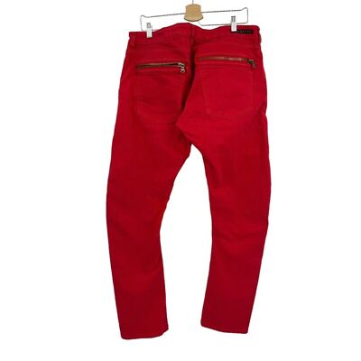 Rockstar Jeans 40 mens red denim distressed zippers straight leg